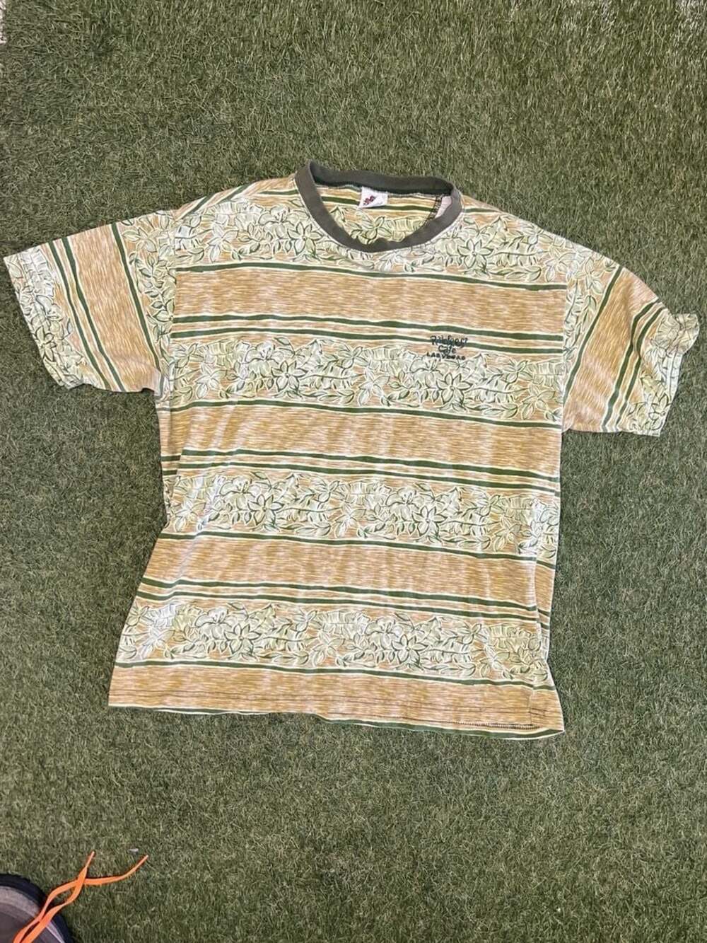 Vintage 90s Rainforest Cafe Las Vegas Floral Striped T-Shirt Size Large